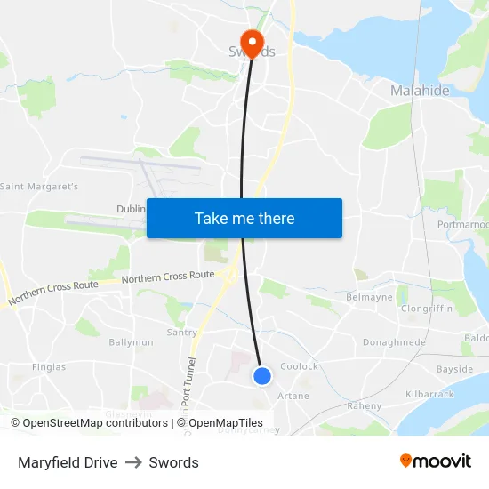 Maryfield Drive to Swords map