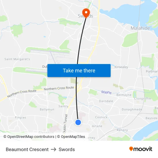Beaumont Crescent to Swords map