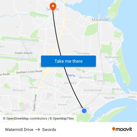 Watermill Drive to Swords map