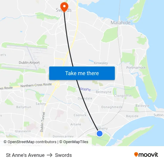 St Anne's Avenue to Swords map