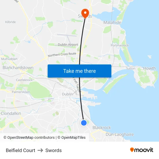 Belfield Court to Swords map
