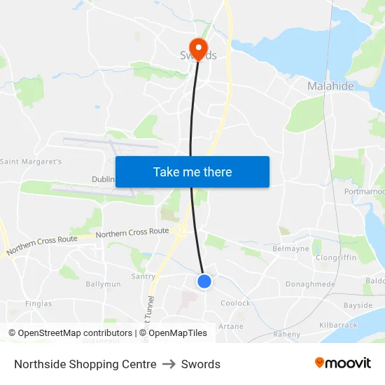 Northside Shopping Centre to Swords map