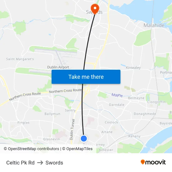 Celtic Pk Rd to Swords map