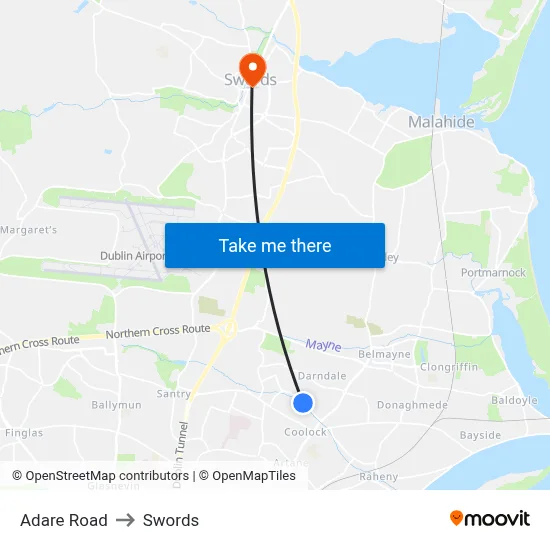 Adare Road to Swords map