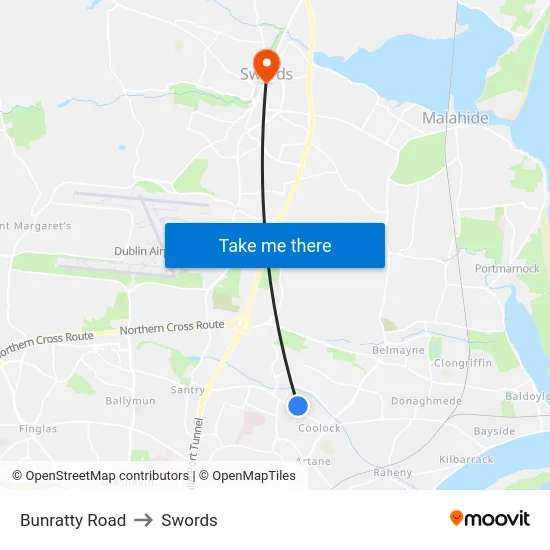 Bunratty Road to Swords map