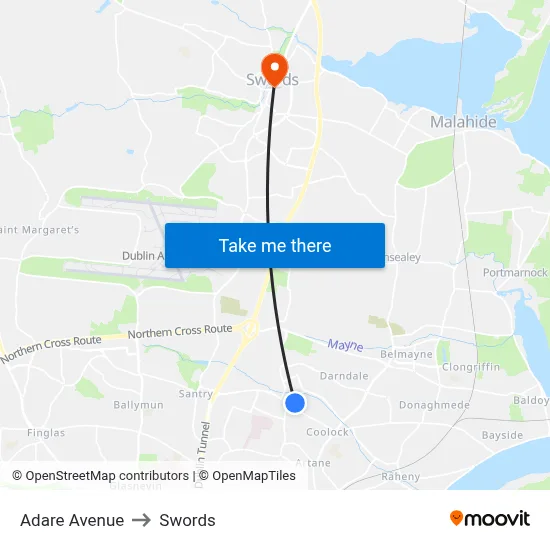Adare Avenue to Swords map
