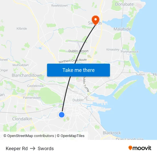 Keeper Rd to Swords map