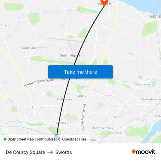 De Courcy Square to Swords map