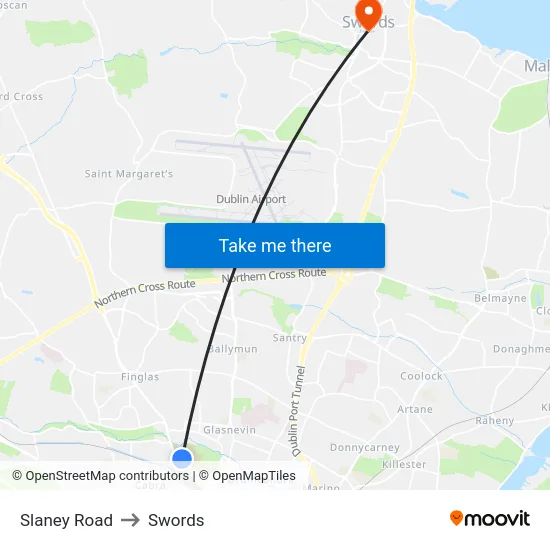Slaney Road to Swords map