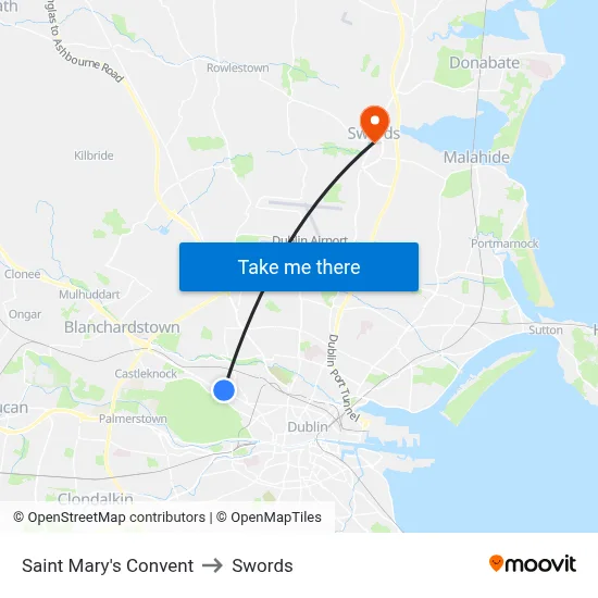Saint Mary's Convent to Swords map