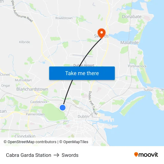 Cabra Garda Station to Swords map