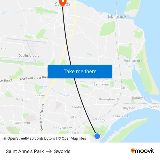 Saint Anne's Park to Swords map