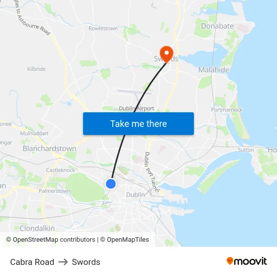 Cabra Road to Swords map