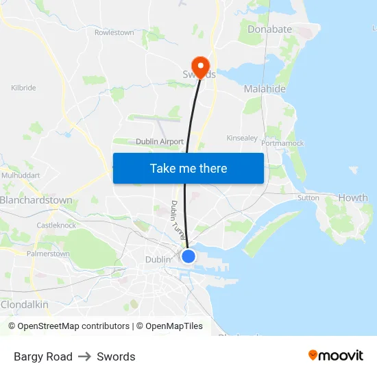 Bargy Road to Swords map