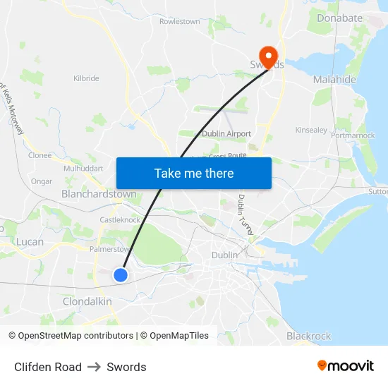 Clifden Road to Swords map