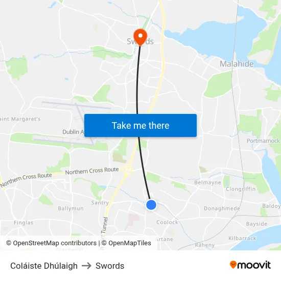 Coláiste Dhúlaigh to Swords map