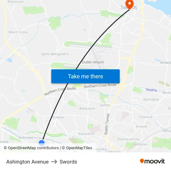 Ashington Avenue to Swords map