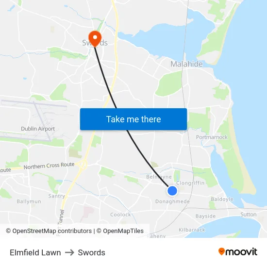 Elmfield Lawn to Swords map