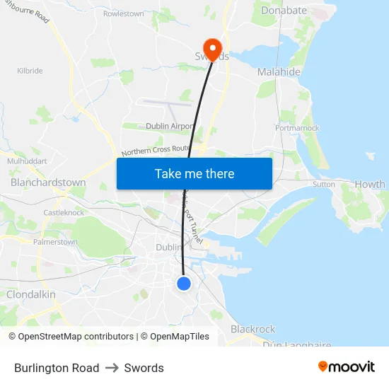 Burlington Road to Swords map