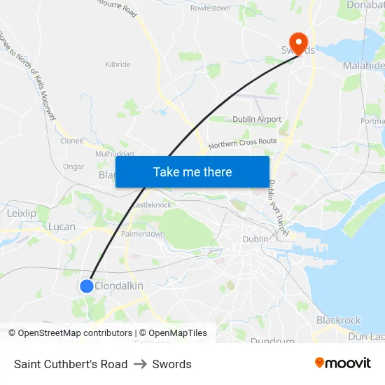Saint Cuthbert's Road to Swords map