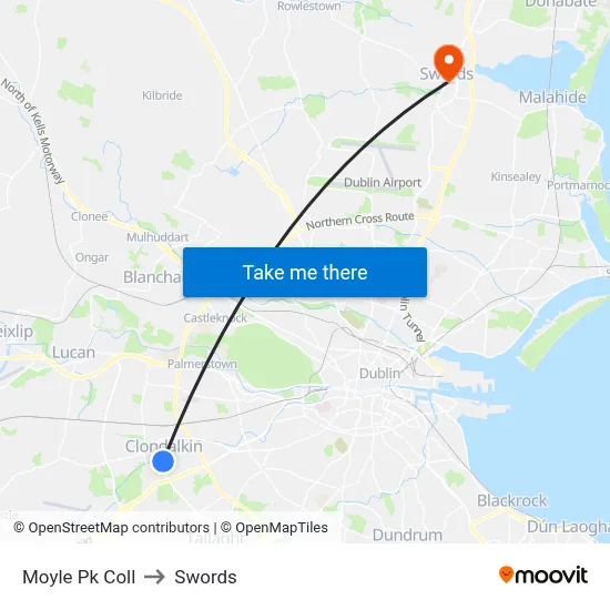 Moyle Pk Coll to Swords map