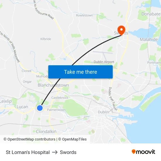St Loman's Hospital to Swords map