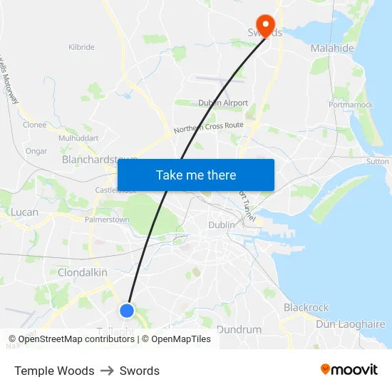 Temple Woods to Swords map