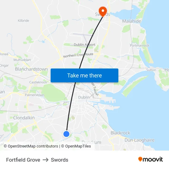 Fortfield Grove to Swords map