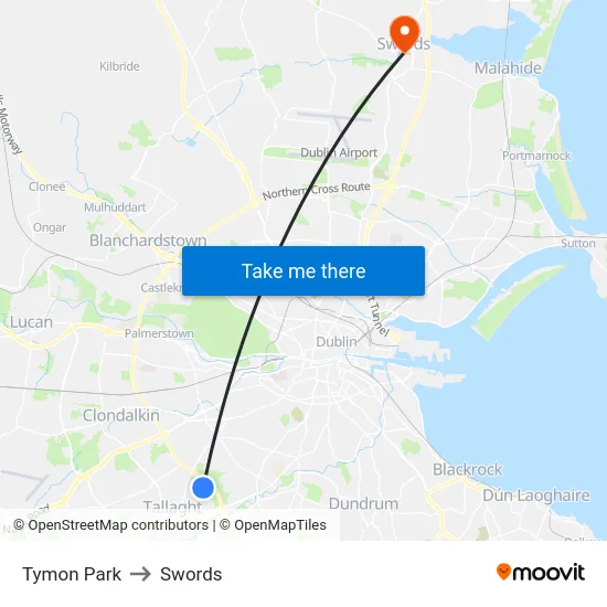 Tymon Park to Swords map