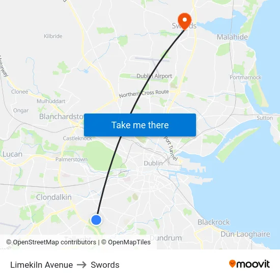Limekiln Avenue to Swords map