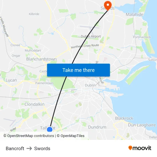 Bancroft to Swords map