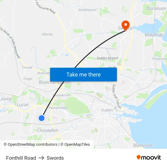 Fonthill Road to Swords map