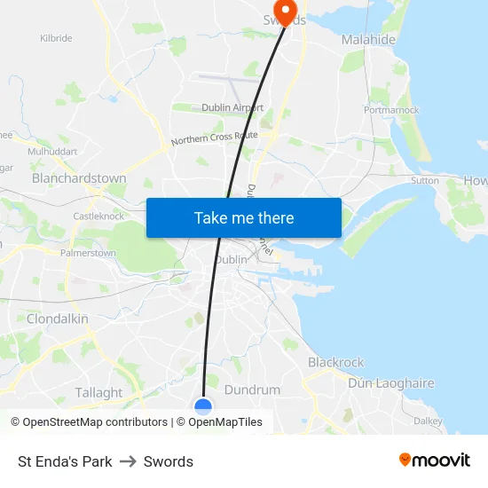St Enda's Park to Swords map