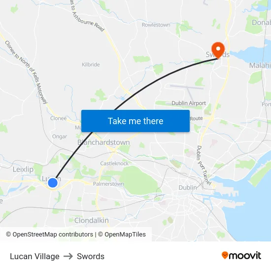 Lucan Village to Swords map