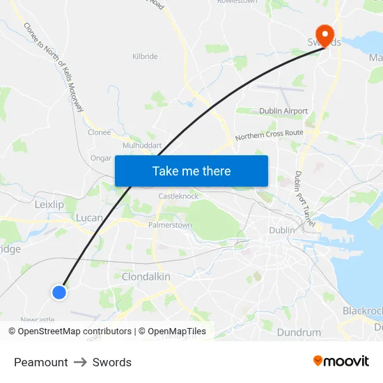 Peamount to Swords map