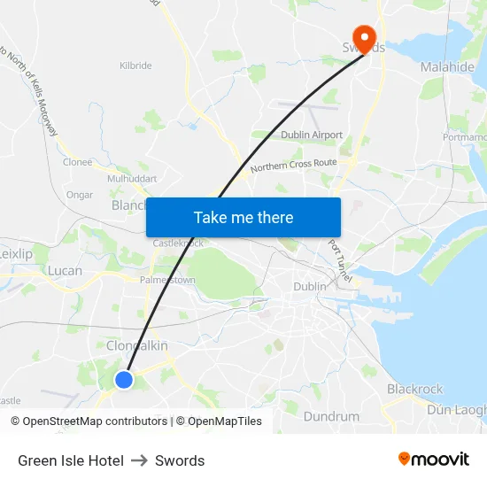 Green Isle Hotel to Swords map