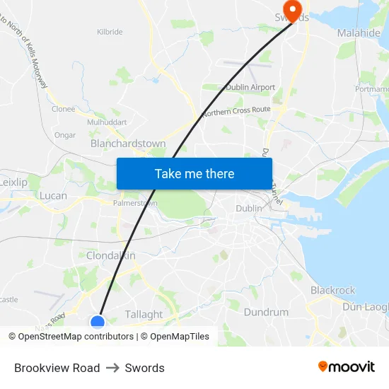 Brookview Road to Swords map