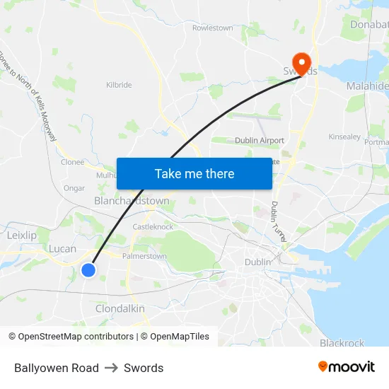 Ballyowen Road to Swords map