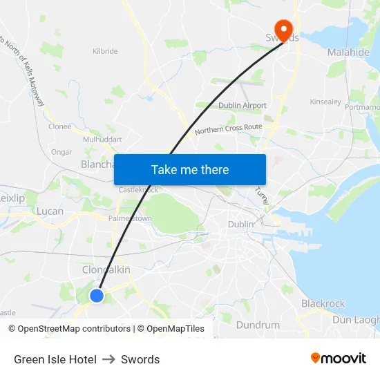 Green Isle Hotel to Swords map