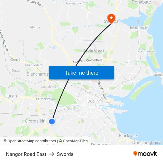 Nangor Road East to Swords map