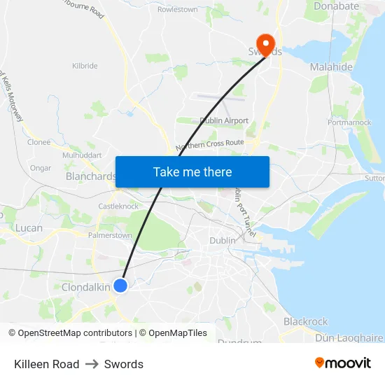 Killeen Road to Swords map