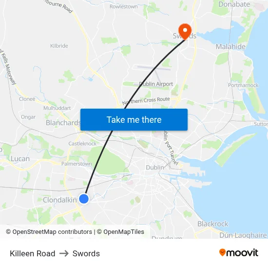 Killeen Road to Swords map