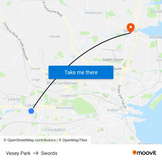 Vesey Park to Swords map