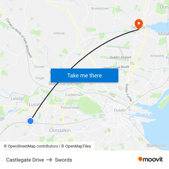 Castlegate Drive to Swords map