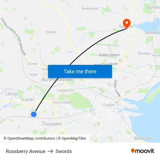 Rossberry Avenue to Swords map