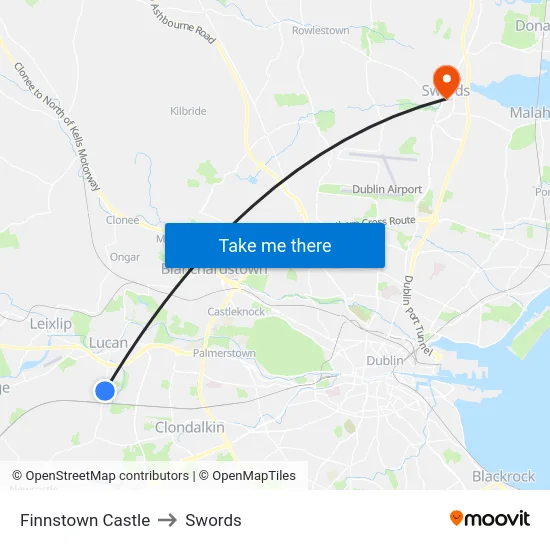Finnstown Castle to Swords map