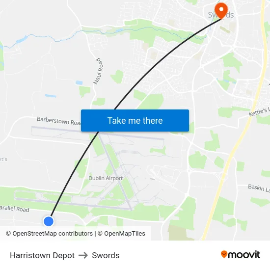 Harristown Depot to Swords map