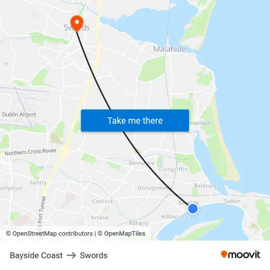 Bayside Coast to Swords map