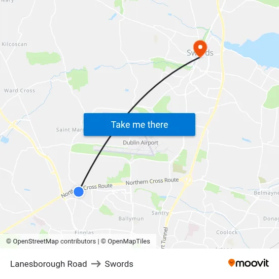 Lanesborough Road to Swords map