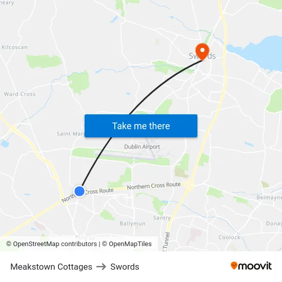 Meakstown Cottages to Swords map